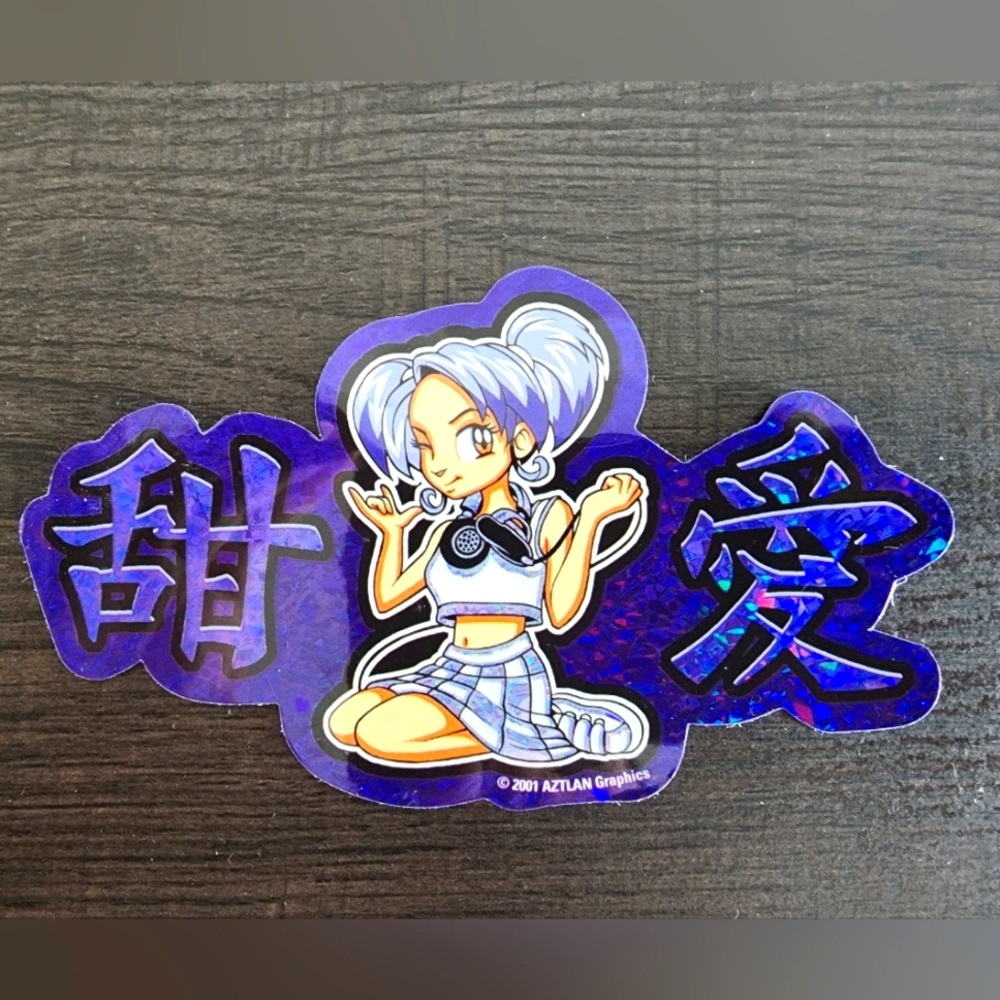 Sticker(2001) Anime/Cartoon Girl Love You Purple Sticker Collectors!